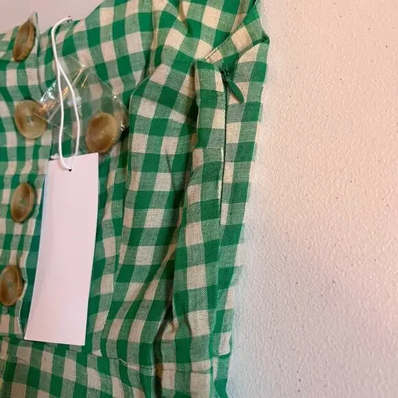 New Lush Dress Women's XS Mini Gingham Linen Blend Sundress Ruffle A-line Summer - Picture 13 of 13